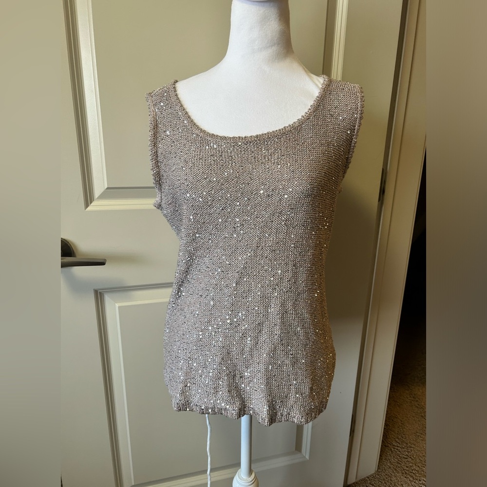 Wd.ny Tan and silver sequin top #glamour woman’s medium